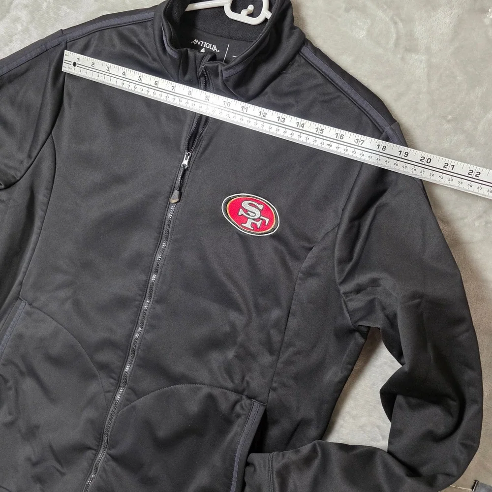 San Francisco 49ers Track Jacket Full Zip Antigua Mens L Black Excellent Sporty